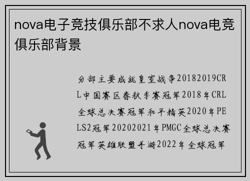 nova电子竞技俱乐部不求人nova电竞俱乐部背景